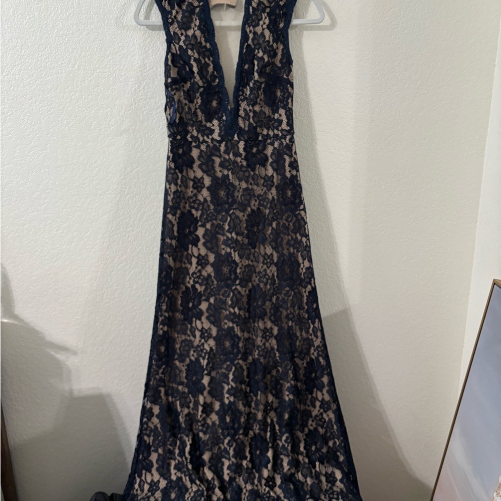 Elegant Navy Lace Dress